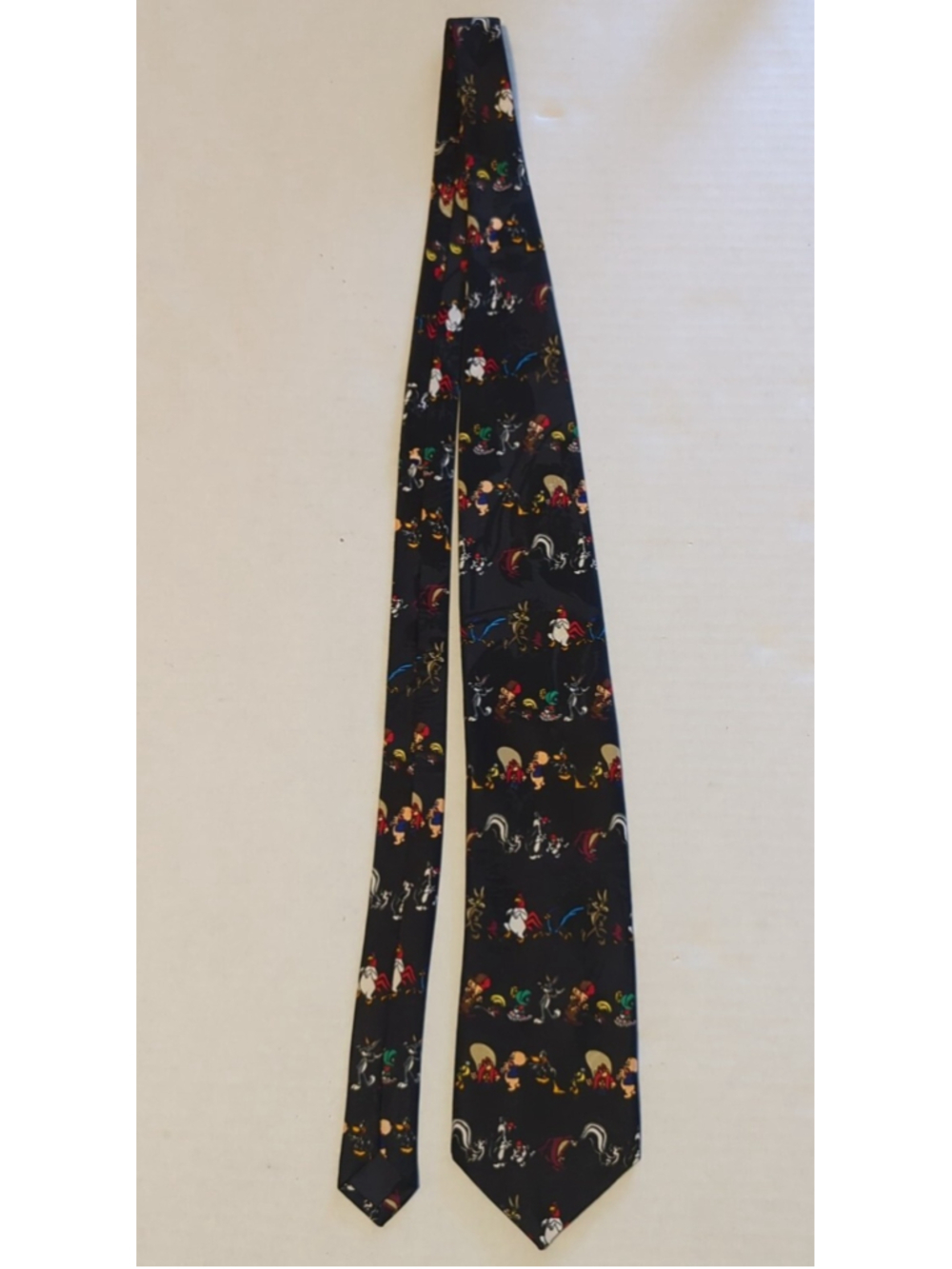 Vintage Looney Tunes Mania Tie Black Necktie Bugs Porky Daffy Tweety 1995 90s
